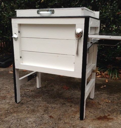 A cooler stand from a salvaged garage&nbsp;door